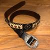 Vintage Western Carved Gemstone Leather Belt for Men and Women