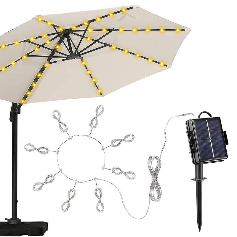 104 LED Solar Power Patio Umbrella Lights Outdoor Garden Parasol Fairy String Lamp IP65 Waterproof Solar Camping Tent Lamp Light
