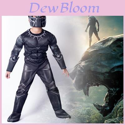 Impressive Black Panther Kids Boy Costume With Lifelike Muscle Design For Parties