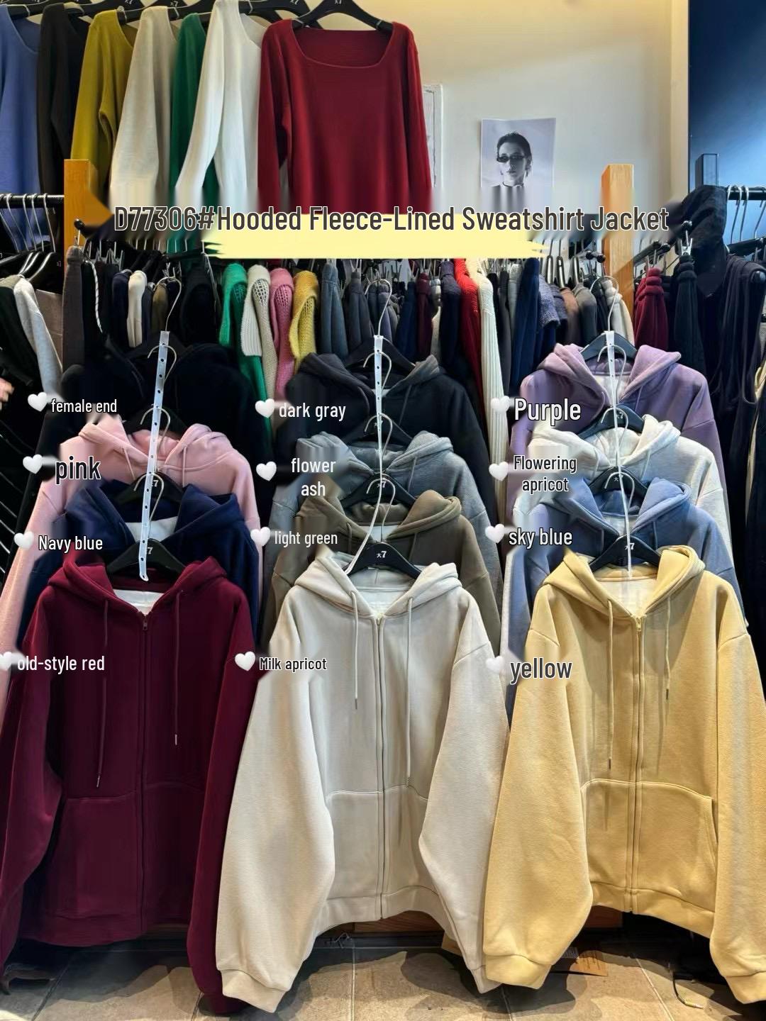 

Женская зимняя корейская свободная повседневная толстовка с капюшоном большого размера, на флисовой подкладке, теплая куртка One Size L