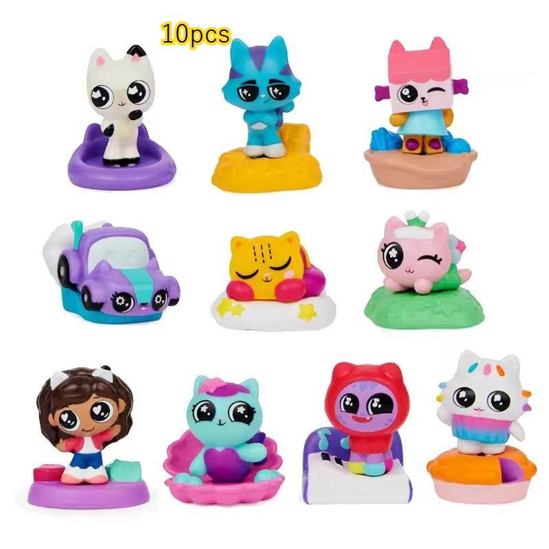 

10/13pcs/Set Cartoon Gabby Dollhouse Anime Figure Toy PVC Model Smiling Car Cat Hug Gaby Figurines Dolls Designed For Children Children Present