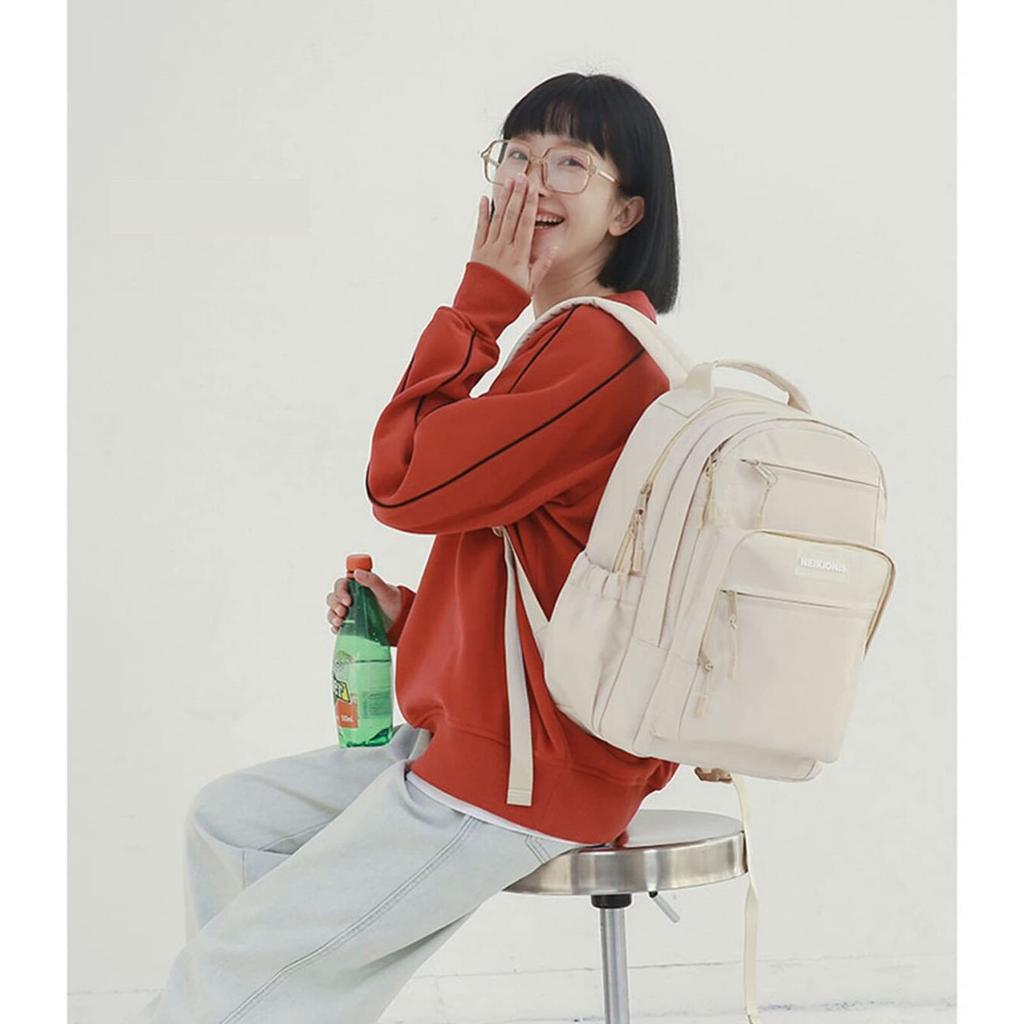 Backpack for High School 5 Layer 16 Inch PC A4 Large 13 Pen Day Khaki [SUNLUTO] Women, Students, Waterproof, Type, Storage, Capacity, Pockets, Holder,