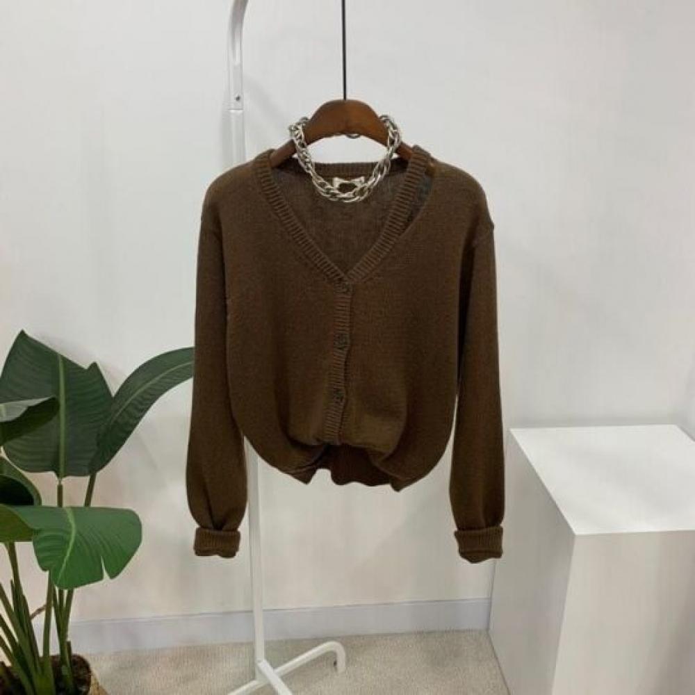 C S In The Room Semi Crop Angora Knit Cardigan 3 ColorS