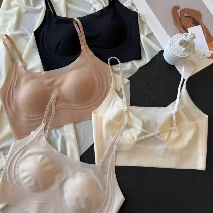 Ice Skin Women's Thin Big Breasts Show Small Summer Ultra-thin Paper Rabbit Ear Cup Seamless Bra Cover Explosion