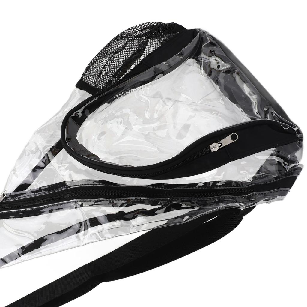 Clear Sling Bag PVC Transparent Chest Bag Comfortable Travel Cross Shoulder Backpack Black