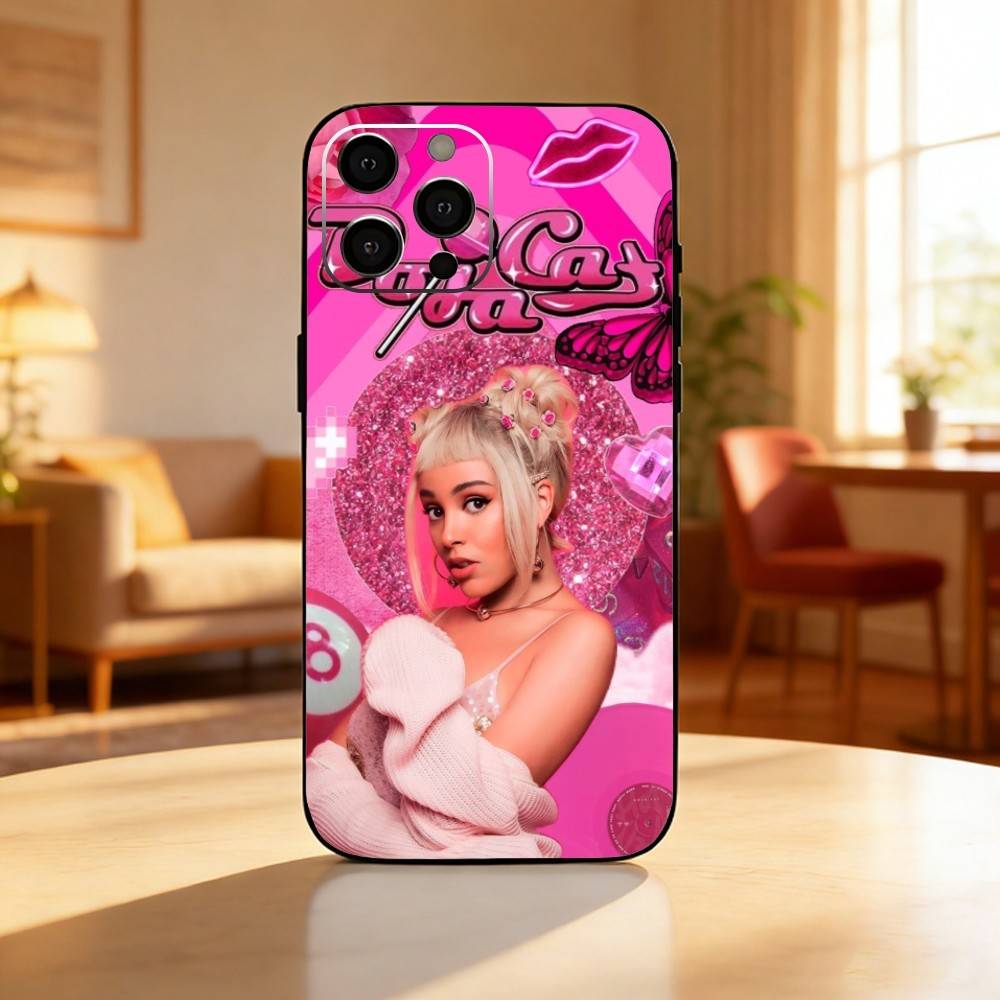 Cute D-DOJA Cat Singer Phone Case For iPhone17,16,15,14,13,12 Plus,Max Soft Silicone Black Cover