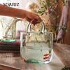 Elegante geometrische Handtaschenvase – schickes längliches Glasdekor für hydroponische und traditionelle Arrangements