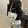 Crossbody Bag Small Basket Bag Tote Bag Women's Shoulder Bag Fashionable Silver  PU Bag  Women