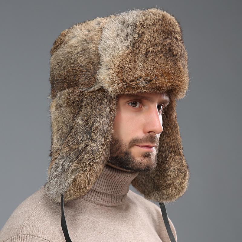 Men's Winter Faux Rabbit Fur Lei Feng Hat with Ear Protection - Warm, Thickened for Elderly and Outdoor Use