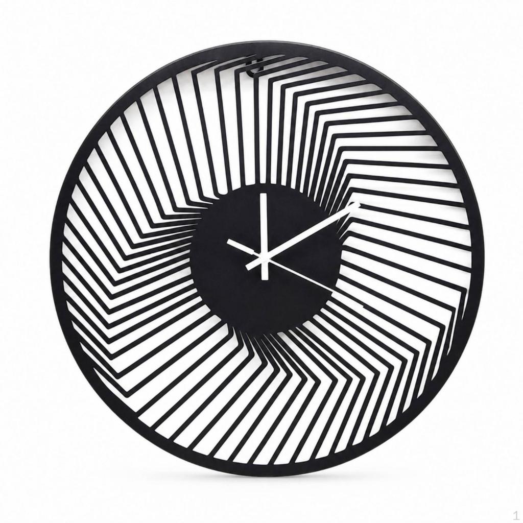 Metal Wall Clock Openwork with Noiseless Mechanism Modern for Living Room, Bedroom, Entryway