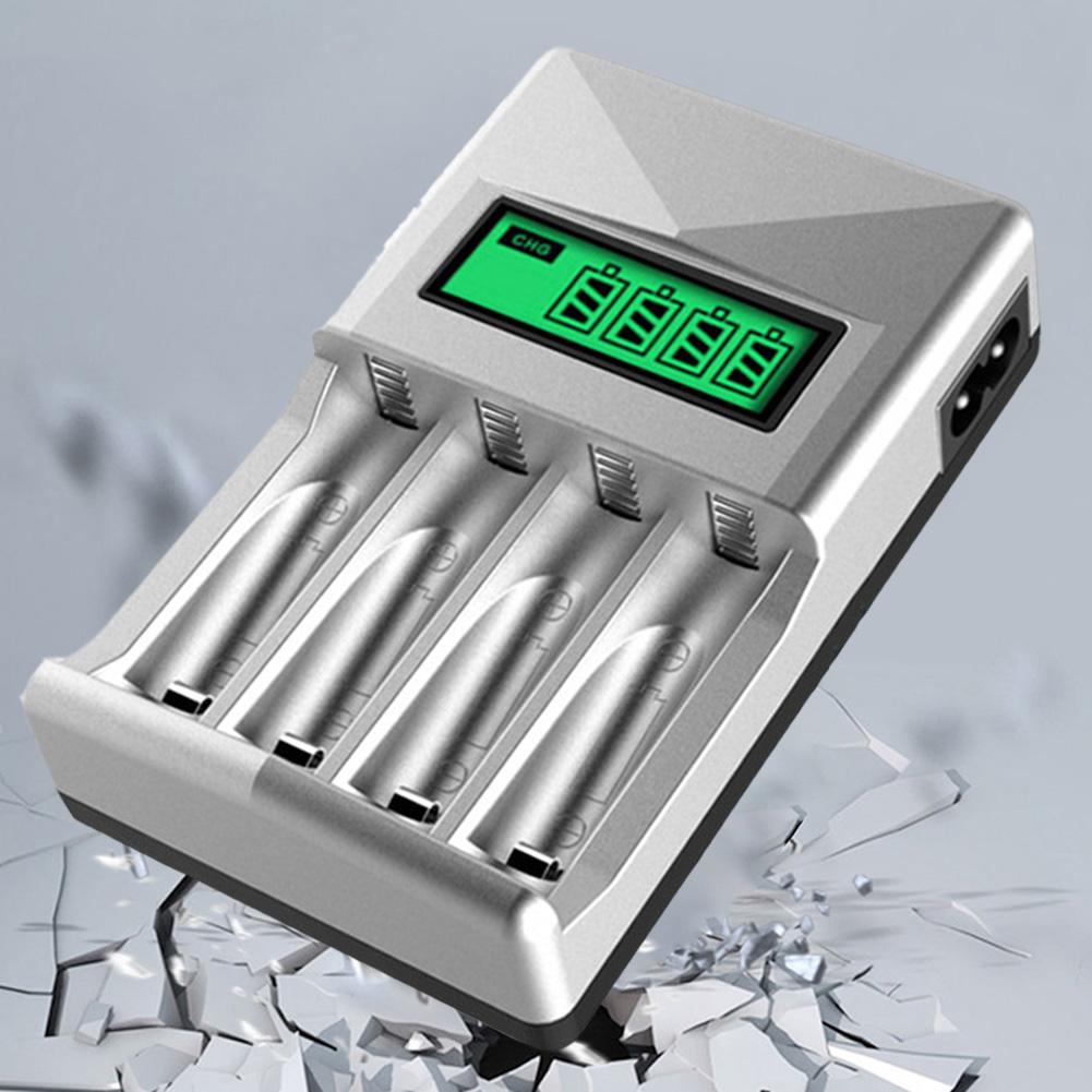 4-Slot AA AAA Intelligent Battery Charger LCD Screen Independent Charging Charger for AA/AAA NiMH Rechargeable Batteries
