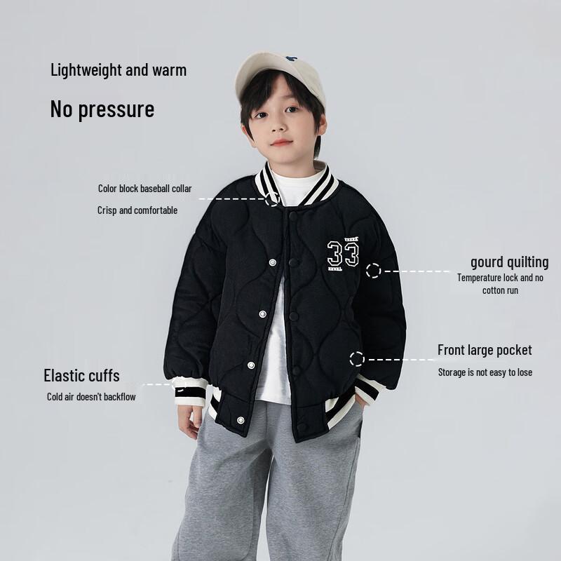 YOUYOUTONGHUA Boys  Thick Padded Baseball Jacket 160