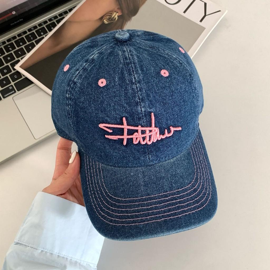 Denim Baseball Cap For Women Summer Wide Brim Sun Hat With Adjustable Fit Pink
