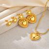 Jewelry Stainless Steel Round Snake Chain Heart 18K Gold Necklace Earrings Women'S Fashion Accessories 2106