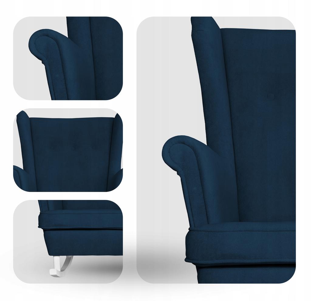 Fotel uszak bujany skandynawski welur Hunter Family Meble granatowy