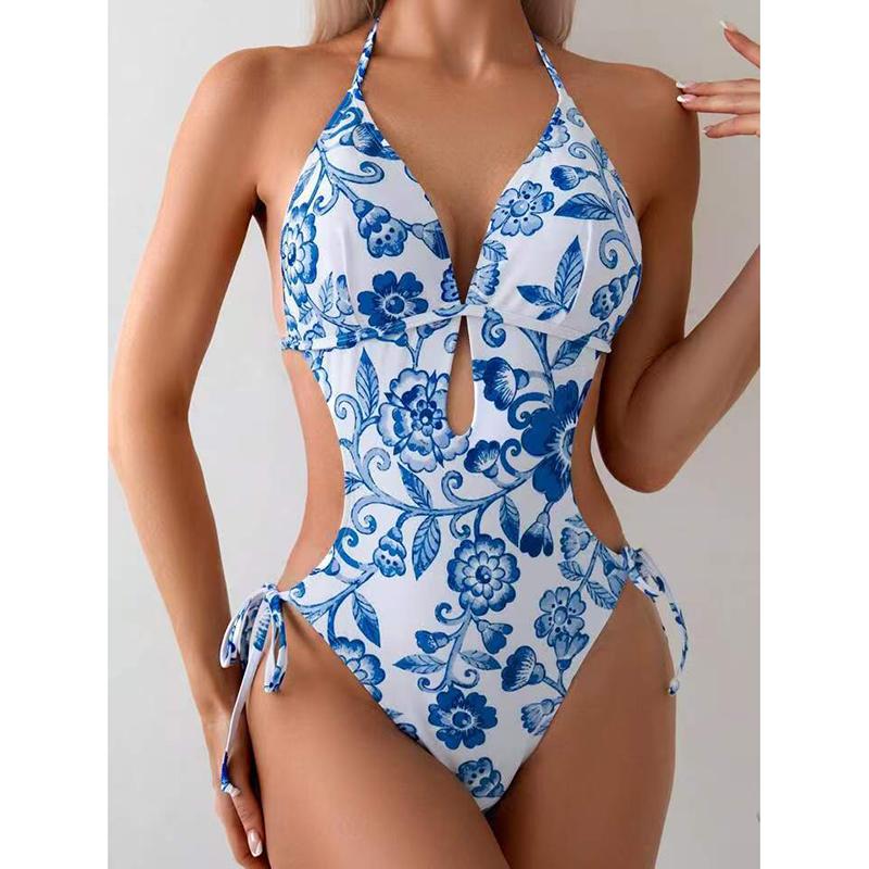 

Женский сексуальный слитный купальник с принтом, модный облегающий купальник высокого класса, сексуальный женский купальник в стиле пэчворк, пляжная одежда, купальный костюм XL синий