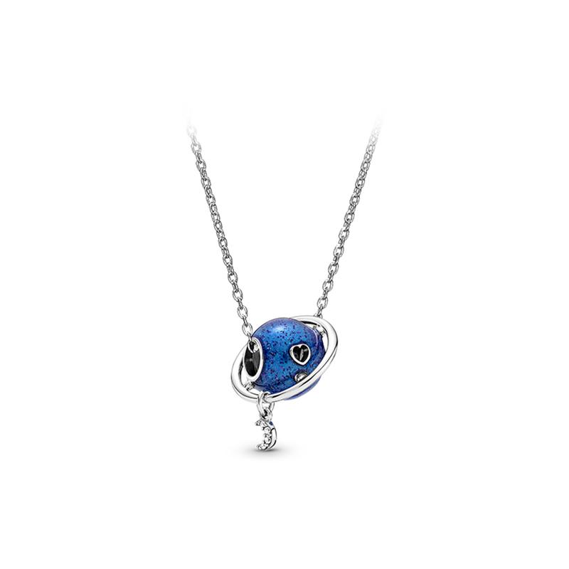 Pandora Interstellar Series Cosmic Encounter 925 Silver Necklace Women s Silver Blue ZT0872 синий