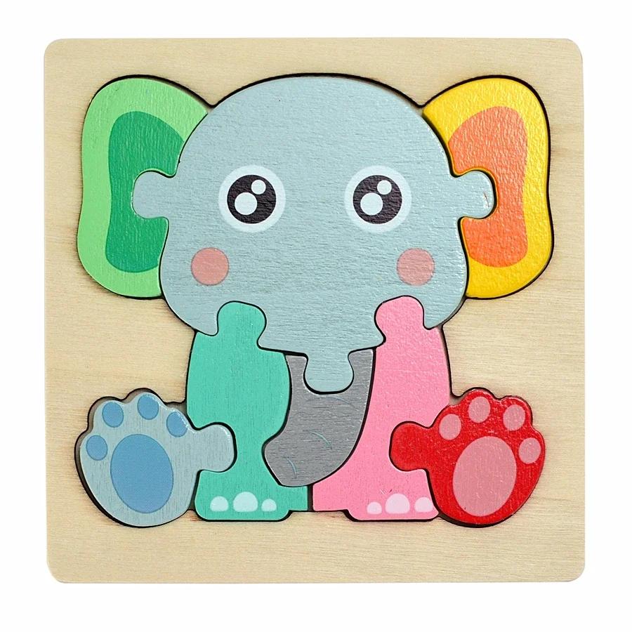 3D Puzzle Wooden Toys For Children Cartoon Animal Vehicle Wood Jigsaw Kids Baby Early Educational Learning Puzzles Wood Toys