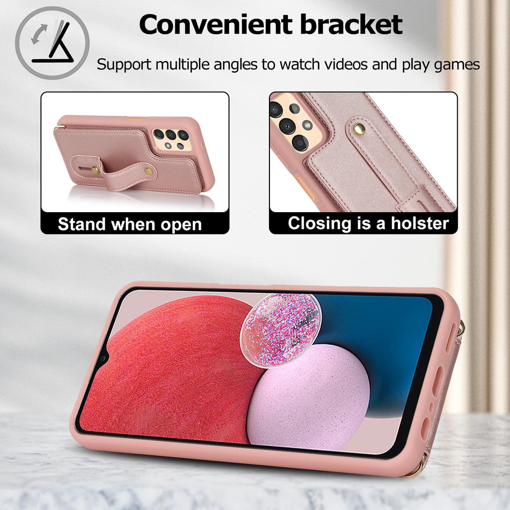 For Samsung Galaxy A53 5G PU Leather+TPU Phone Case Card Slots Design Wristband Kickstand Cover
