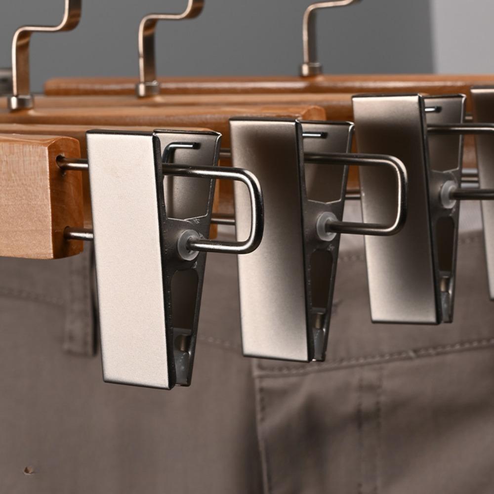 Nature  Solid Wood Deluxe Wooden Pants Hangers Bottom Hanger Jeans Hanger Skirt Hanger with 2-Adjustable Clips Anti-Rust Hook
