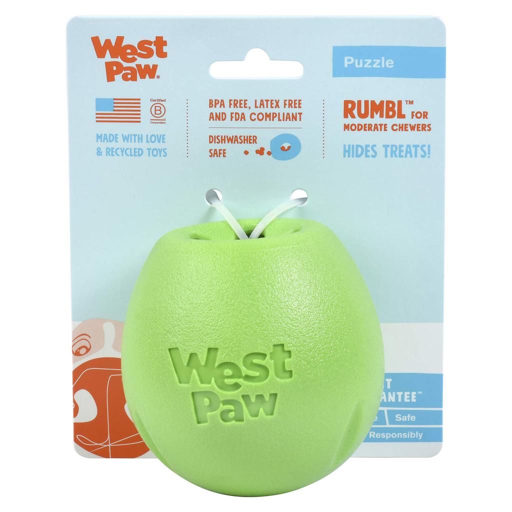 West Paw Dog Toy Ball Zogoflex Echo Rumble Jungle Green S Size