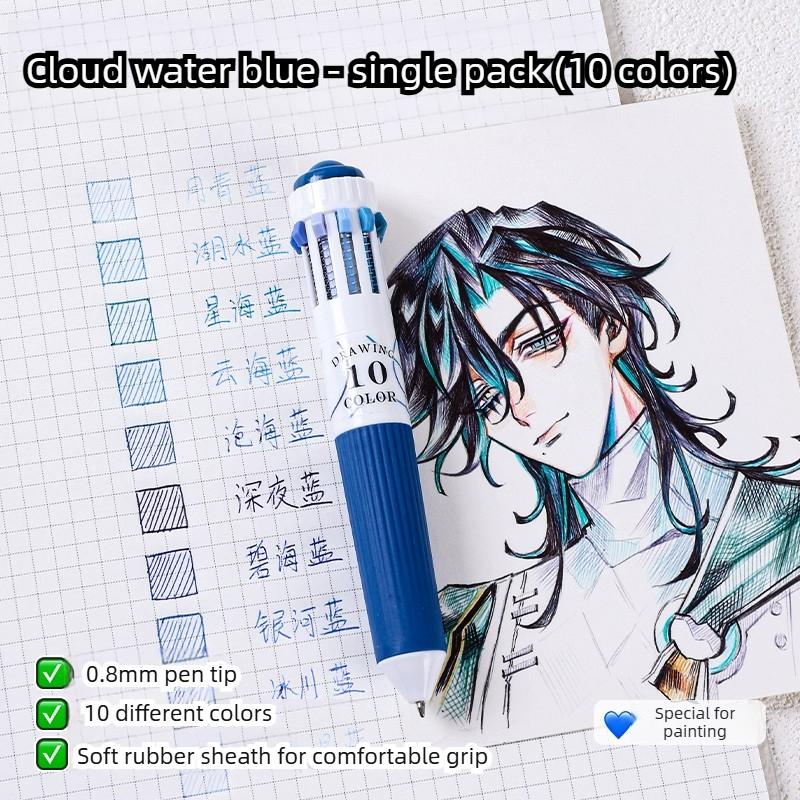 LANGUO 146/10 Colors Ballpoint Pen 0.8mm Cartoon Soft Grip Press for Drawing Multicolor Writing Pen Office School Supplies