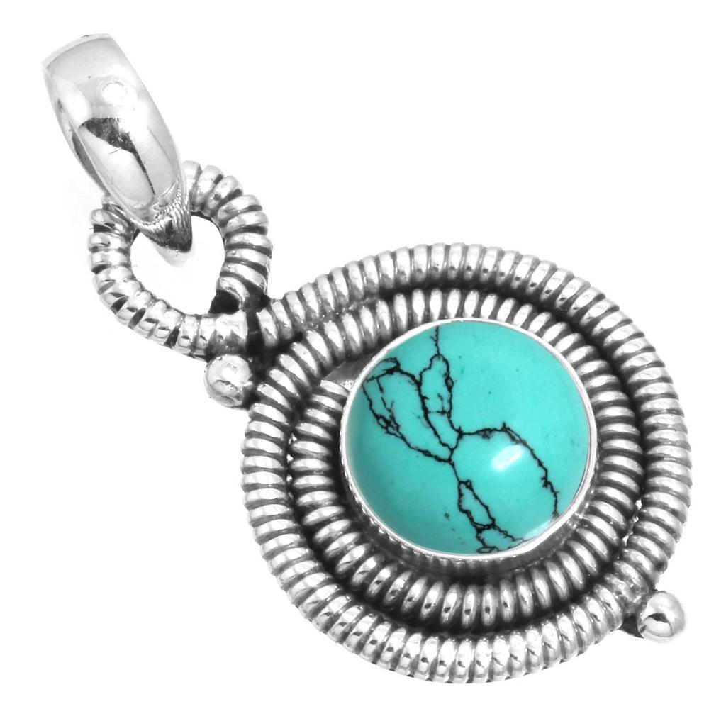 925 Sterling Silver Pendant Women Gemstone Handmade Jewelry Christmas Gift Blue Green Purple Copper Turquoise Pearl Lapis Mother Of Pearl Victorian