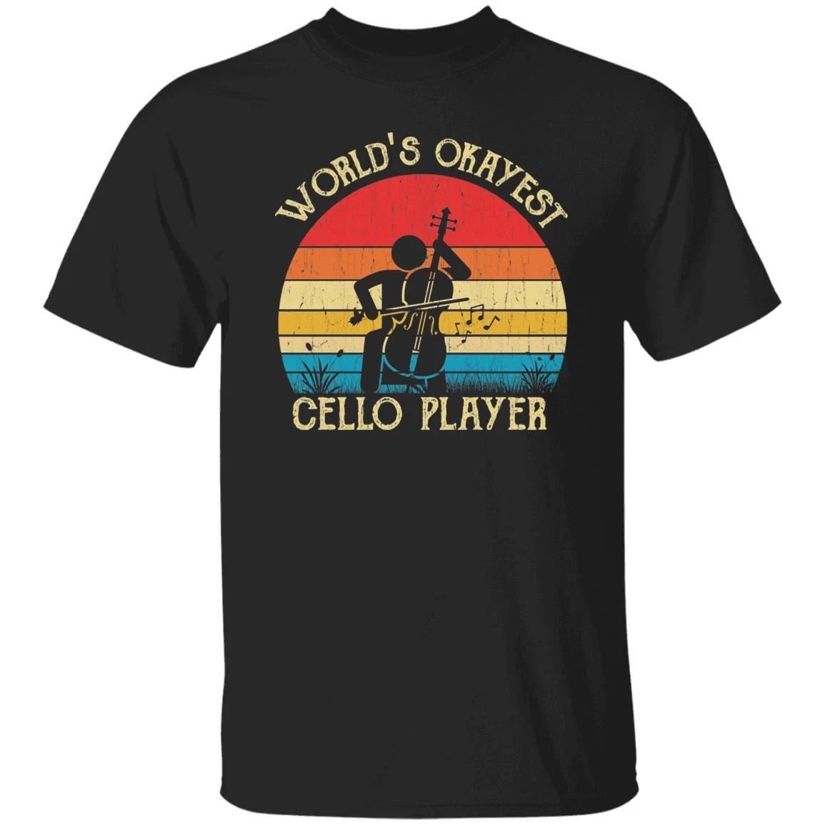 World s Okayest Cello player Retro Style Unisex T-shirt Black Navy Dark Heather XL