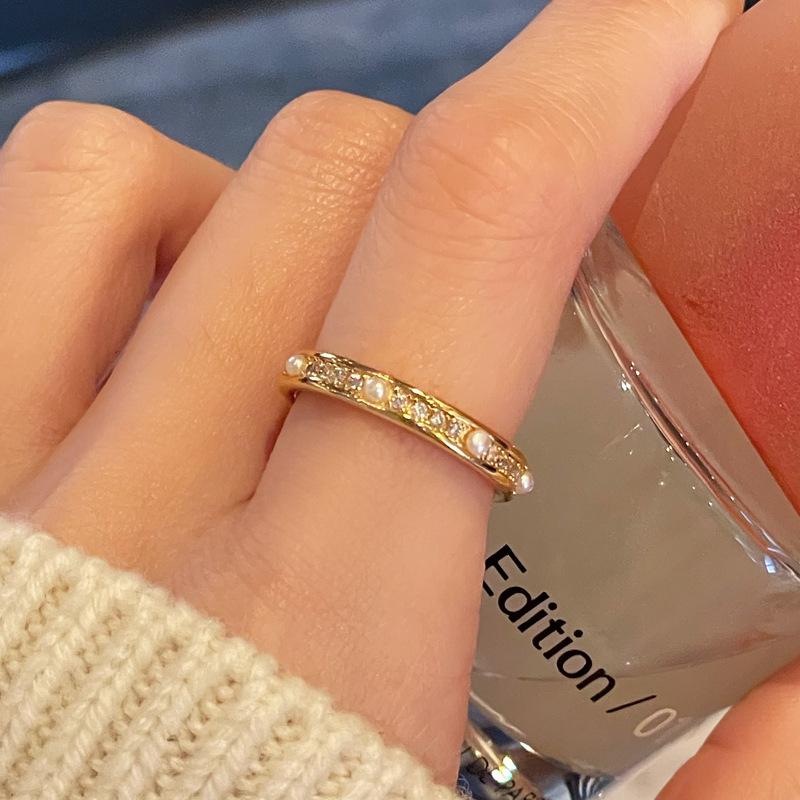 Mittelalterliches Gold-Rautenmuster Französischer Retro Offener Ring Nischen-Design Personalisiertes Leichter Luxus Blinken High-End Accessoires