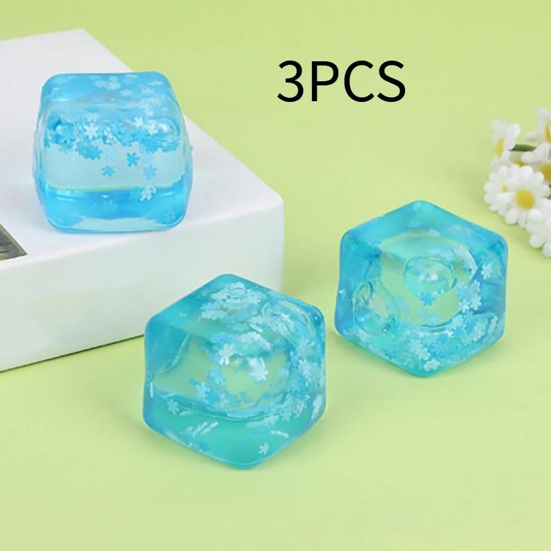 1/3/5 Stuks Blauw IJsblokje Squishy Speelgoed Zacht Knijpbaar Stressverlichtend Speelgoed Sneeuwvlok Ontwerp Transparante Kubus Fidget Speelgoed voor Angstverlichting
