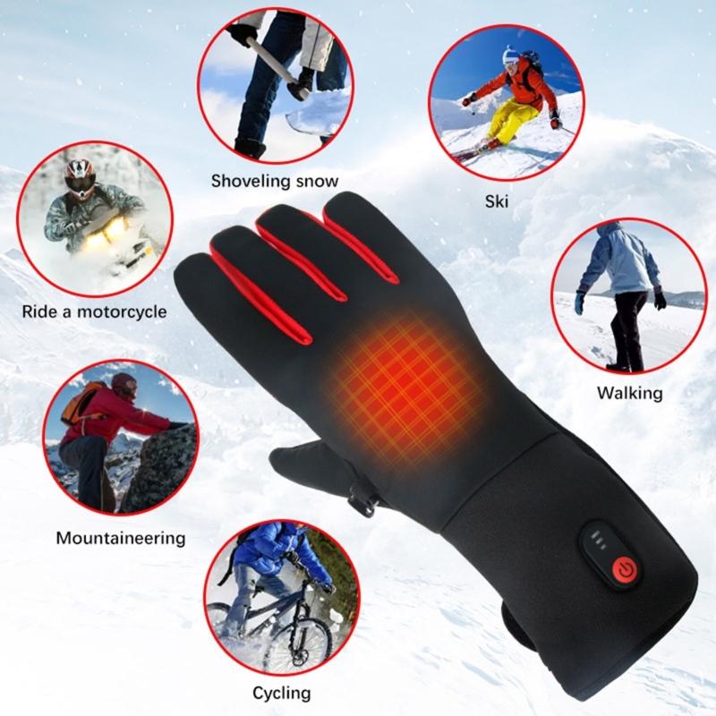 Rechargeable Heated Gloves with Auto Adjustable Warmth Comfort Practical Nylon Construction Outdoor Winter Use