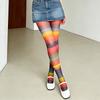 Elastic Rainbow Pantyhose Breathable Gradient Color Tights Colorful Stripes Stockings  Party