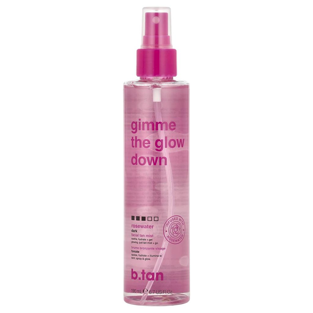 b.tan Gimme The Glow Down, Dark, Facial Tan Mist, Rosewater, 6.7 Fl Oz (190 Ml)