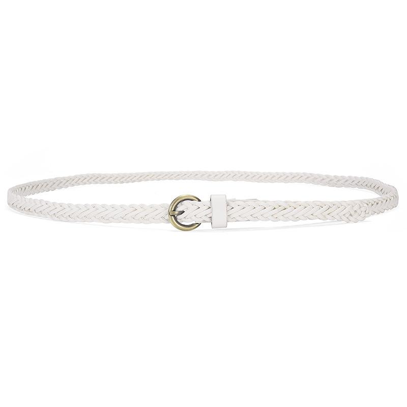 Womens Trendsetting Fine Woven Waist Belt In Classic Colors With Unique Buckle Bronze