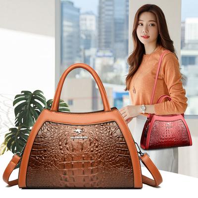 Bolsa Feminina da Moda com Textura de Couro de Crocodilo Temperamento Retrô Bolsa de Ombro Feminina Textura Bolsa Feminina