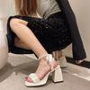 New Women Sandals High Heels Casual Shoes Women's Open Toe Summer Square Female Ankle Strap Low Heels Sandals Women