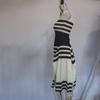Elegant Summer Sleeveless Striped Patchwork Dress: Black & White Casual Round Neck