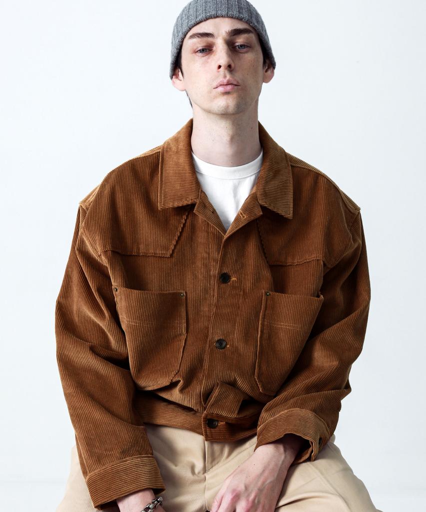 Stage Name Western Corduroy Oversized Trucker Jacket_Camel Brown