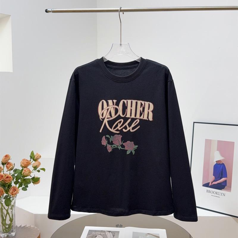 

MC25 Осенняя винтажная футболка свободного кроя с длинным рукавом и принтом «Мраморная роза» Small