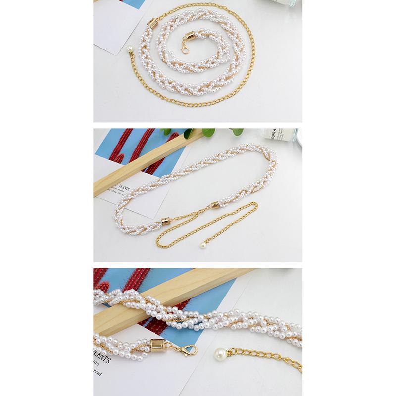 Gespleißter Perlen Damen Gürtel Elegant Vielseitig Elastische Taille Design Mode Perlenbesatz Vielseitig Frühling Sommer