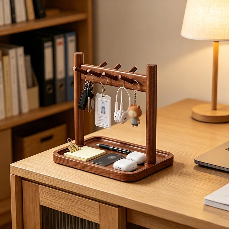 Vintage Wooden Storage Display Stand Entryway Organizer for Key Sunglasses Eyeglass Watch Jewelry Home Desktop Decor Holder