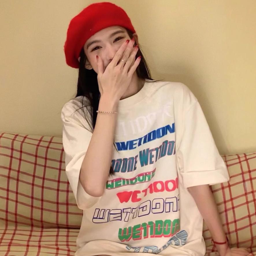 2025 summer casual Loose t shirt for women American vintage letter print black white short sleeve women's t-shirts harajuku streetwear tshirt y2k tops