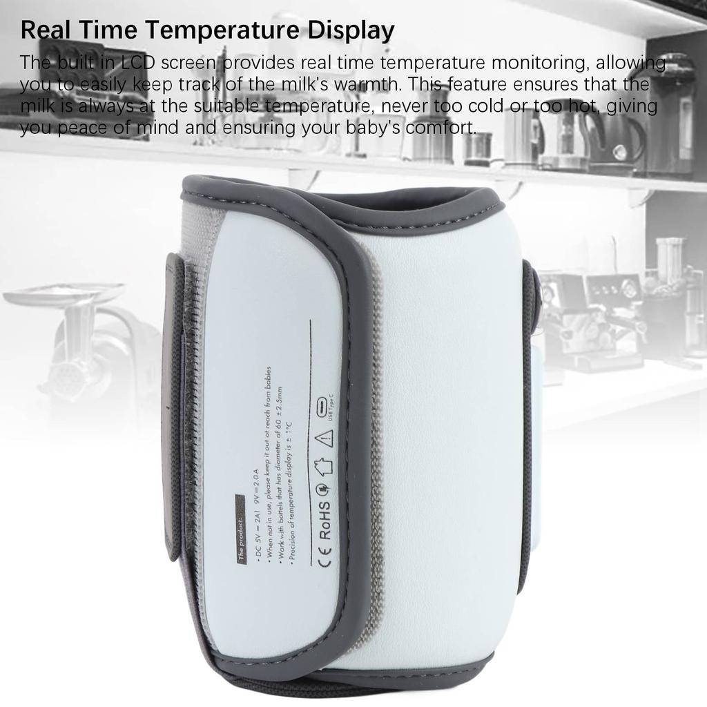 Baby Milchwärmer 5 Einstellbare Temperaturstufen LCD-Anzeige Tragbar Schnellheizend Babyflasche