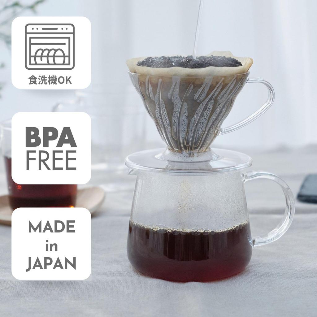 HARIO V60 Pour-Over Dripper 02 Clear Tritan Coffee Coffee Drip for 1-4 Cups, Conical Shape, BPA-Free, Dishwasher Safe, Made in Japan VDTA-02-T
