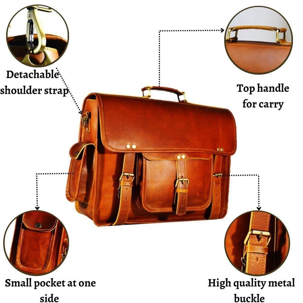 Мужская сумка-мессенджер из натуральной коричневой кожи из натуральной винтажной сумки — фото 6