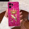Fashion Initial Letter Crown Couple Case For Honor Play 60A 5G / Honor X6d 5G Transparent TPU Silicone Shockproof Soft Casing