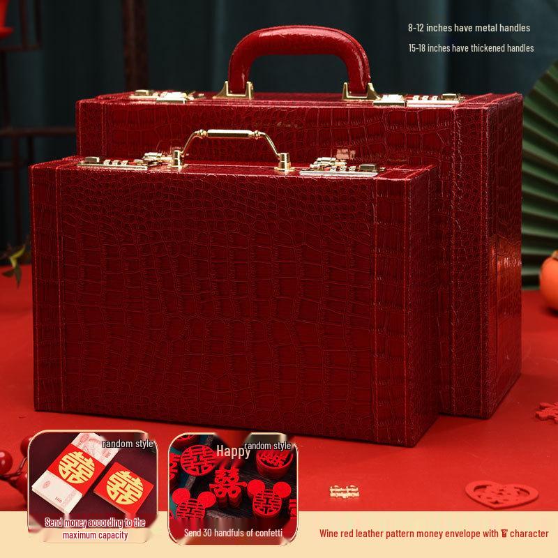 Gold Bride Price Engagement Box: Cash Gift & Betrothal Case 8-inch (Holds 60K-120K) Compartment (Holds 80K)