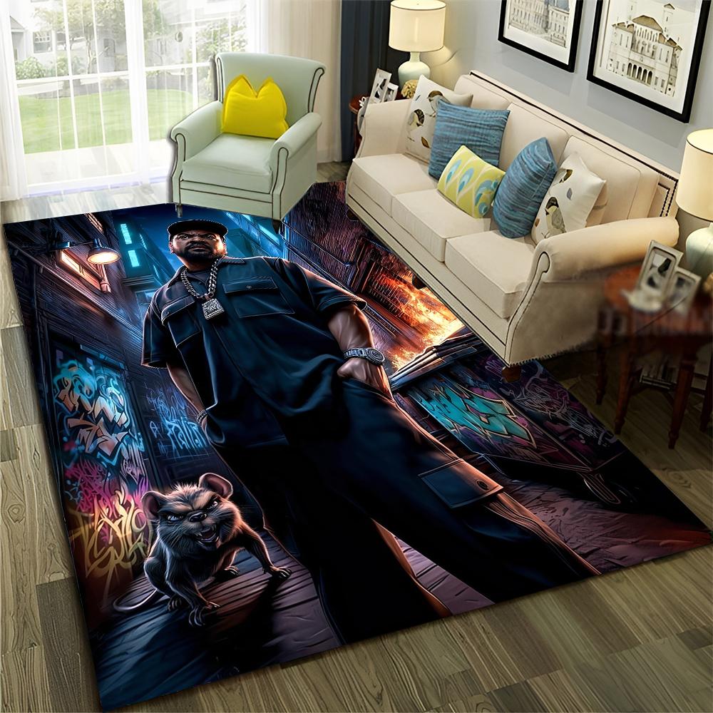 3D Top Rapper Legende Star Kunst Cartoon Hip Hop Teppich für Schlafzimmer Wohnzimmer Sofa Zuhause Fußmatte Dekor,großer Spiel-Rutschfester Bodenbelag