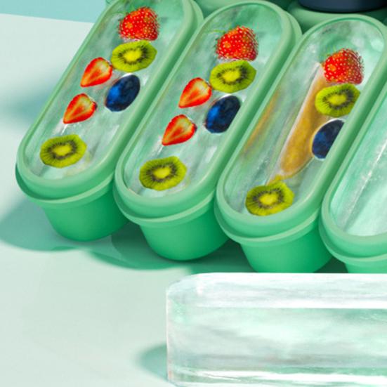 Long Strip Shape Silicone Ice Cube Mold Non-Stick Ice Tray Jelly Chocolate Mold for Kitchen Cafe Home