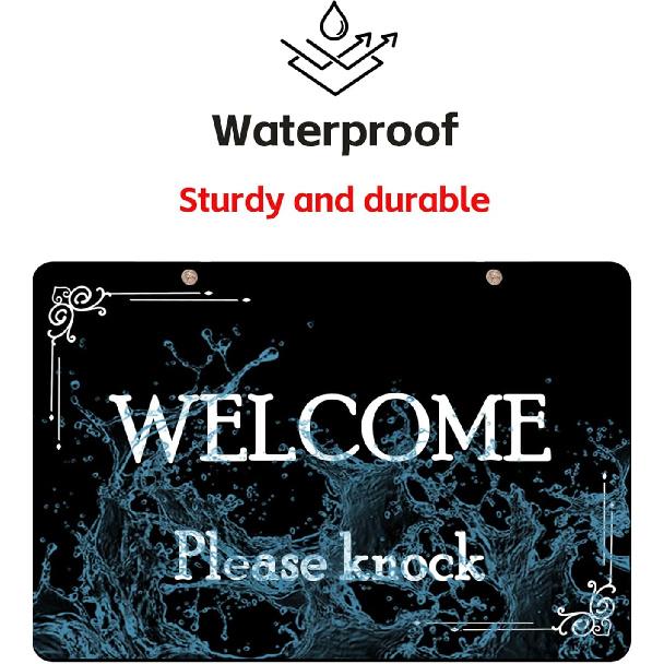 Meeting In Progress Sign,Do Not Disturb In Session Office Door Indicator,Welcome Please Knock Plaque for Business Home Office Meeting, Privacy Home